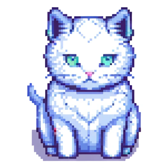 retro simple pixel art cat sticker