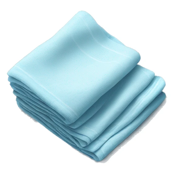 Realistic folded light blue dish towel sticker