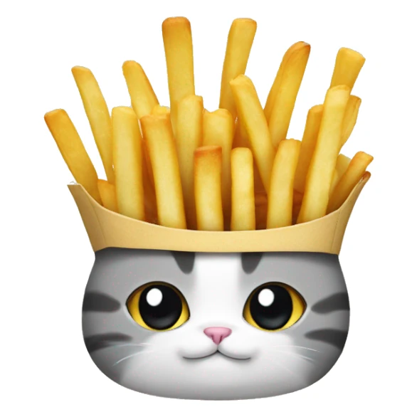 Cat with a french fries crown sticker