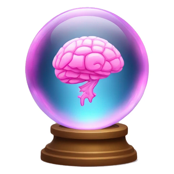 A glowing crystal ball with a pink brain inside. sticker