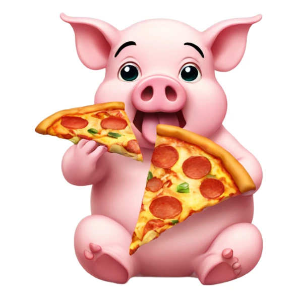Pig eating pizza sticker