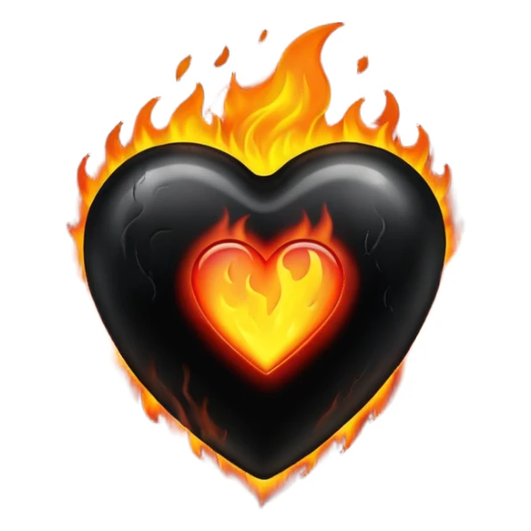 Black burning heart sticker