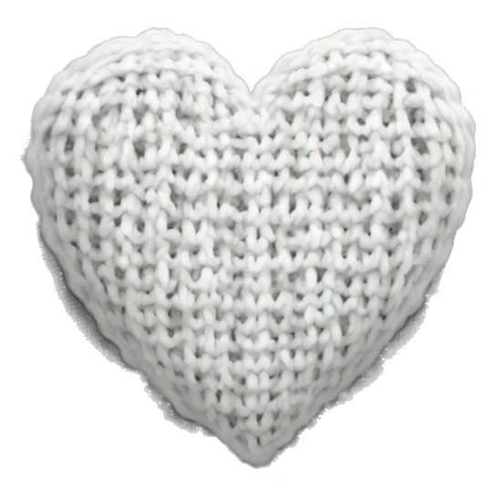 Knitted white heart sticker