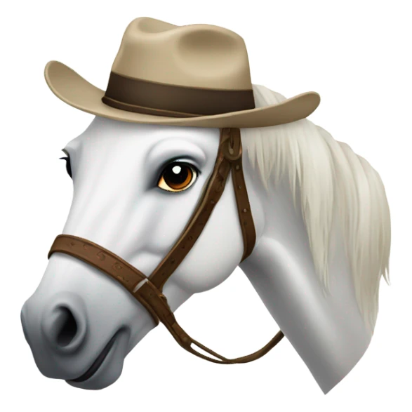 white horse with a western hat sticker