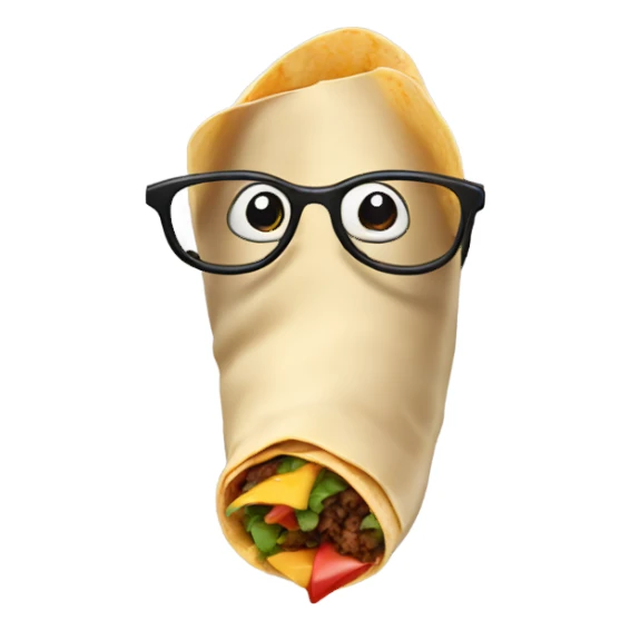 Burrito with a long nose and glasses sticker