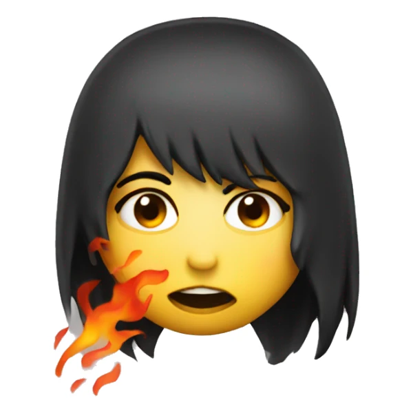 kiss emoji + fire emo sticker