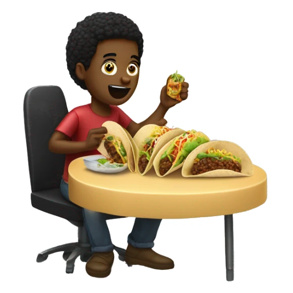 Rizada de tez negra comiendo tacos sticker