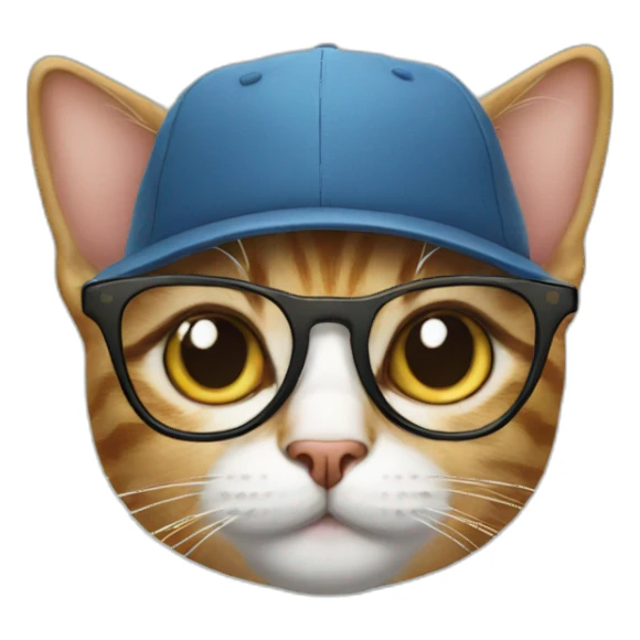 cat with cap and glasses sticker
