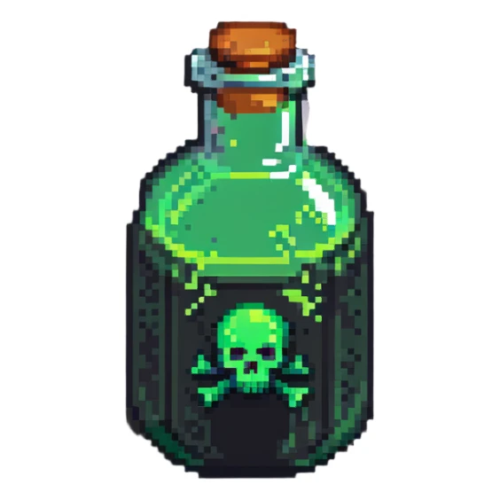 poison potion bottle with green liquid sticker