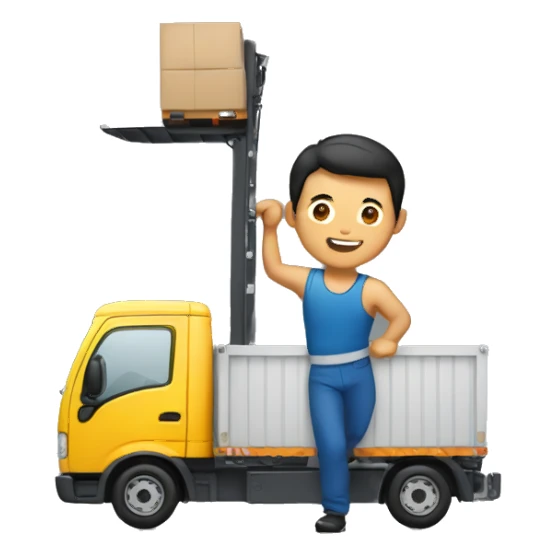Asian man lifting truck sticker