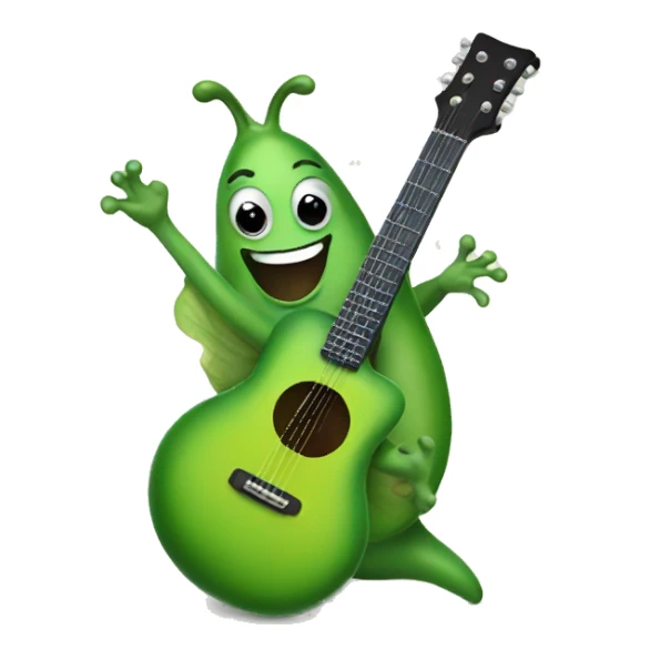 Happy green slug playing guitar sticker