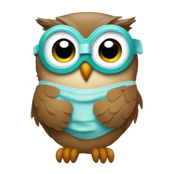 Owl with a surgical mask sticker