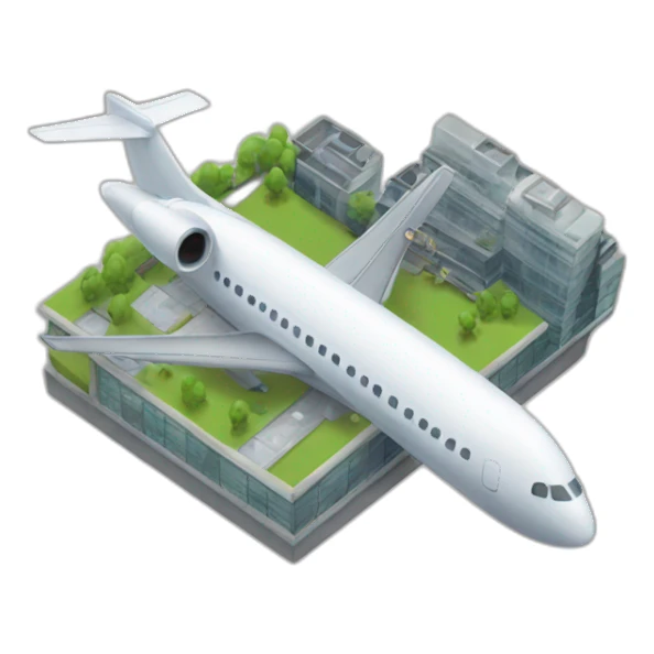 avion avec deux buildings sticker