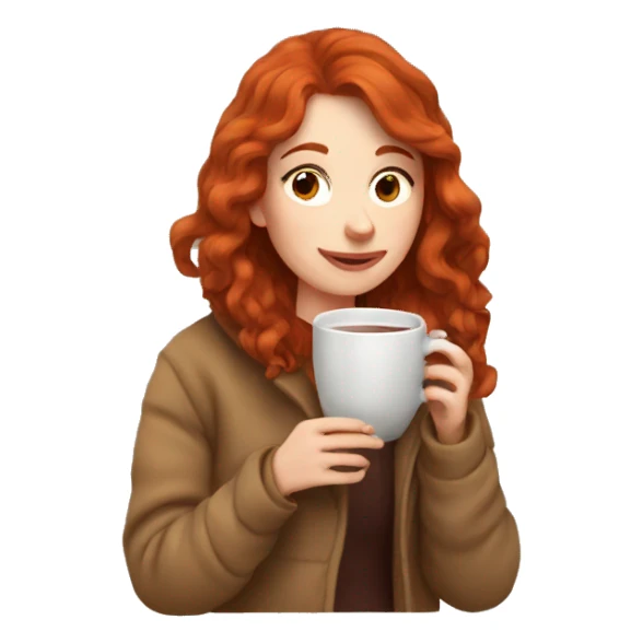 Cozy redhead drinking hot chocolate sticker