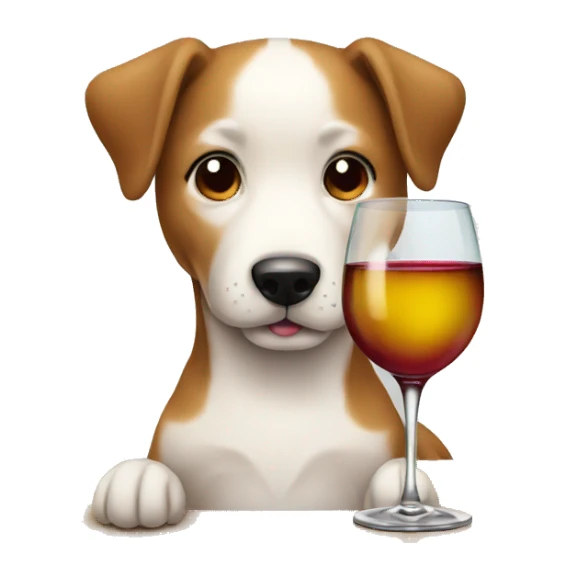 dog drinking wine sticker