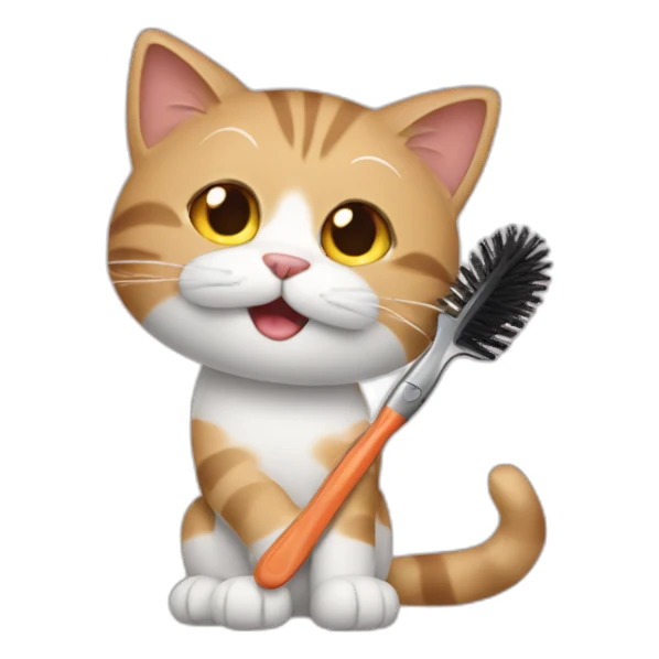 brushing cat sticker