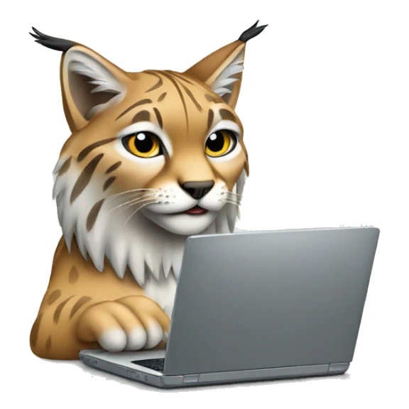 A lynx with a laptop sticker