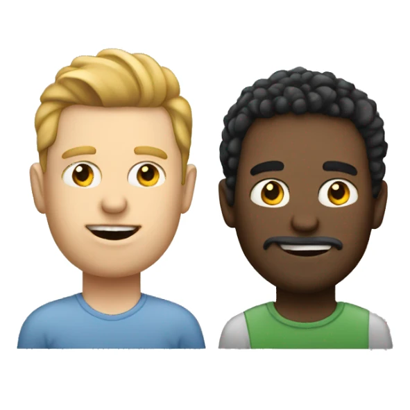 2 white guys with laptops, one with big nose sticker