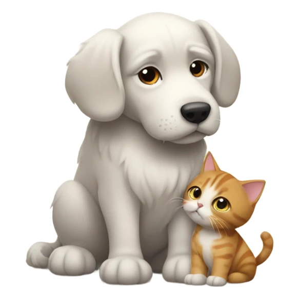 a dog hugs the cat sticker