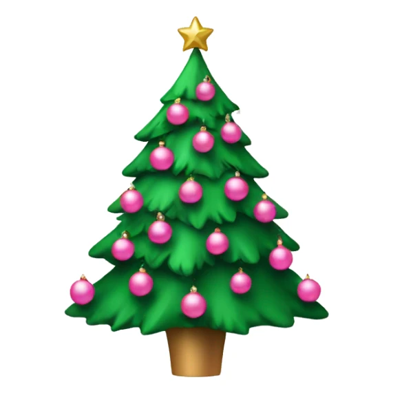 Green Christmas tree with pink ornaments  sticker