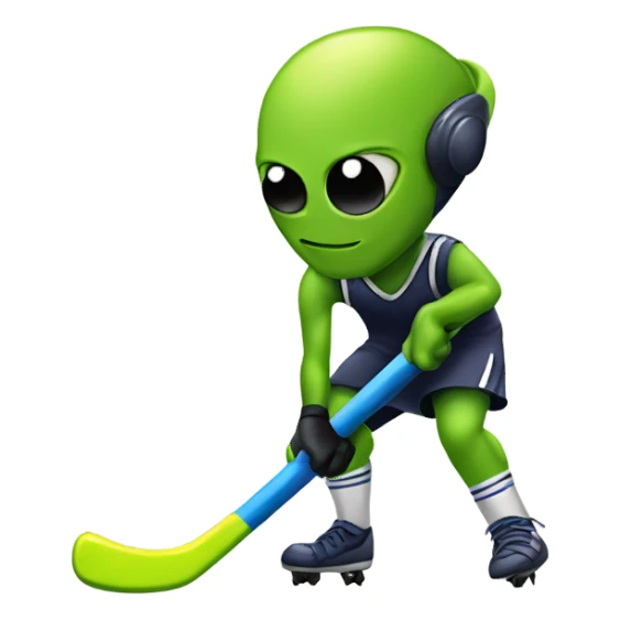 Field hockey playing alien sticker