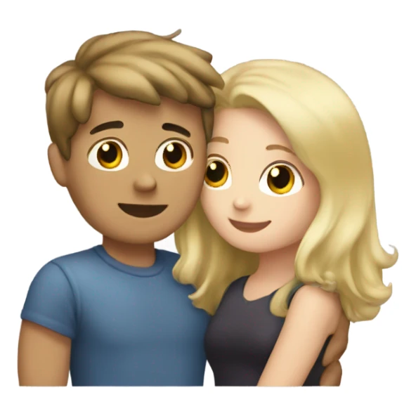 blonde boy hug brunette girl sticker