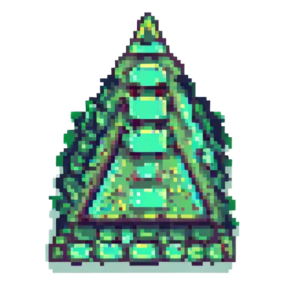 green triangle pixel art style sticker