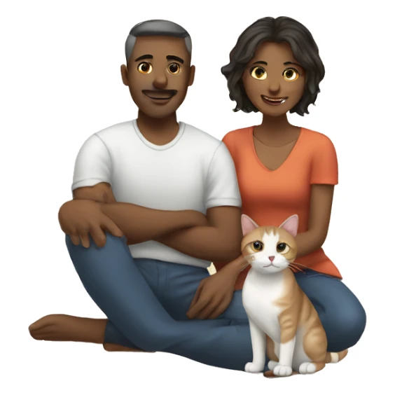 A couple and their cat sticker