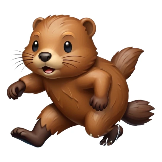 beaver running in the morning sticker