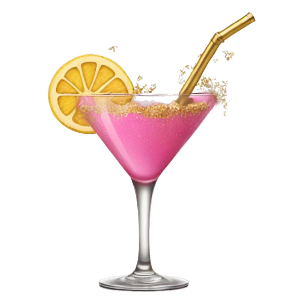 pink cocktail pouring with gold flakes sticker