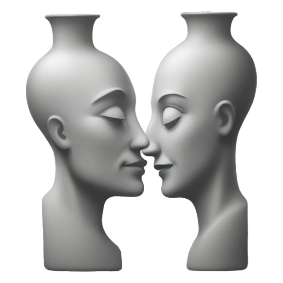 A Rubin's vase: Two faces in profile creating a vase in the space between them, a classic optical illusion. sticker