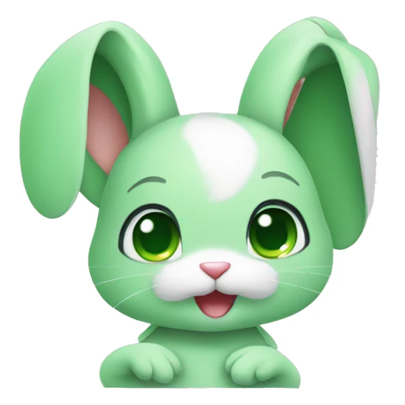 cute rabbit green heart  sticker