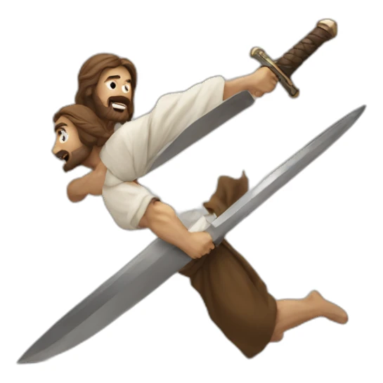 Jesus sword fight sticker