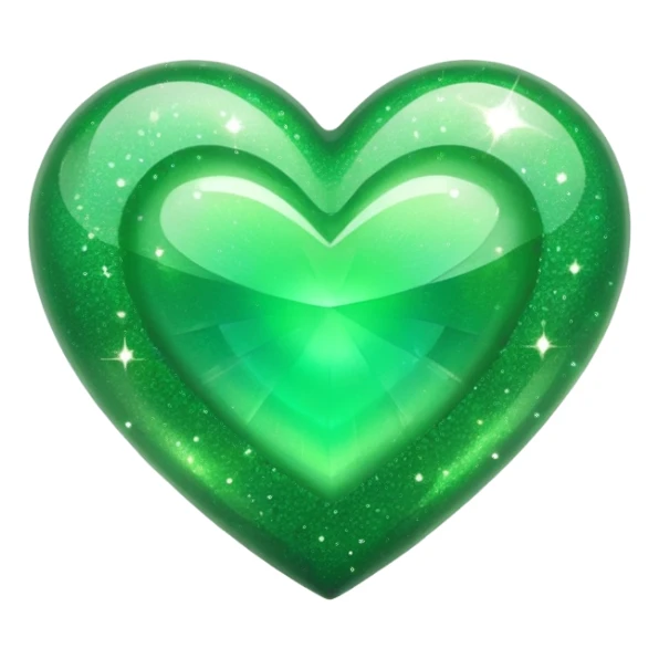 A green heart with sparkles sticker