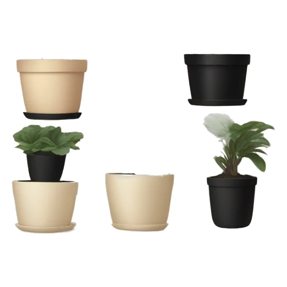 Beige and black aesthetic for potted plants in a home sticker