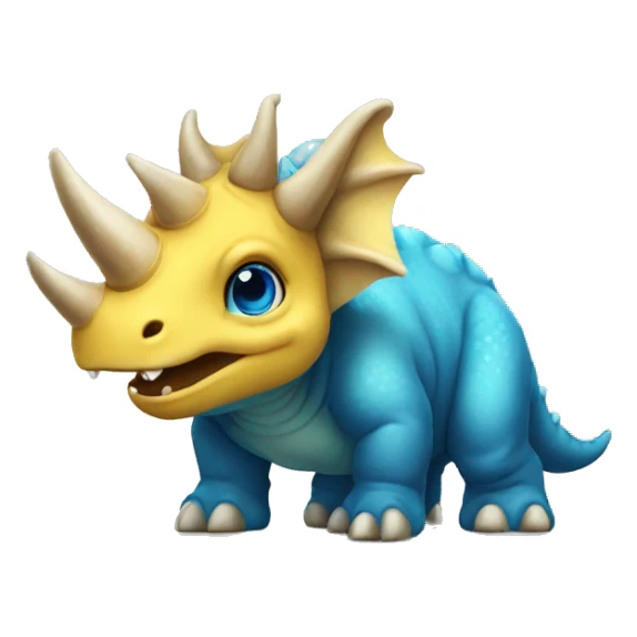 Yellow triceratops blue eyes sticker