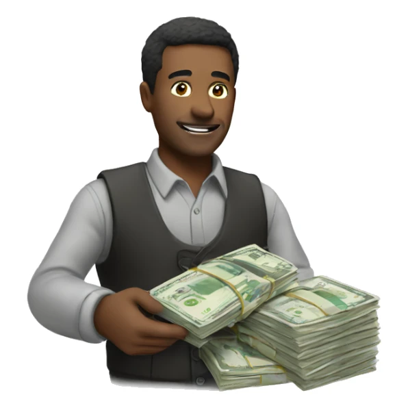 A man taking money sticker