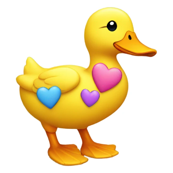 yellow duck with hearts sticker