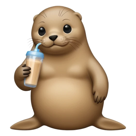 Seal drinking a protein shake sticker