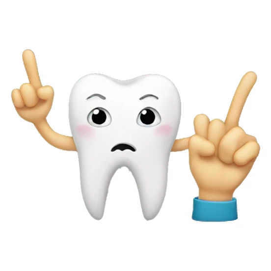 fingers crossed and a tooth sticker