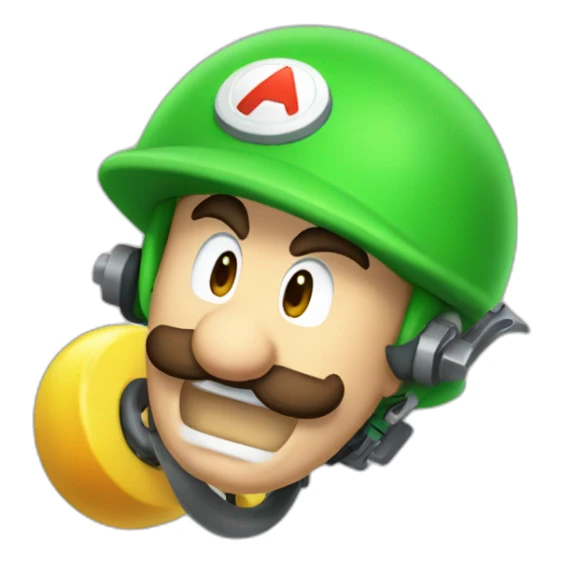 luigi with a device designed to propel a projectile using pressure or explosive force sticker
