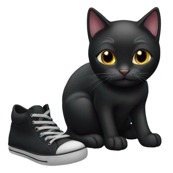 Black cat with shoes on sticker