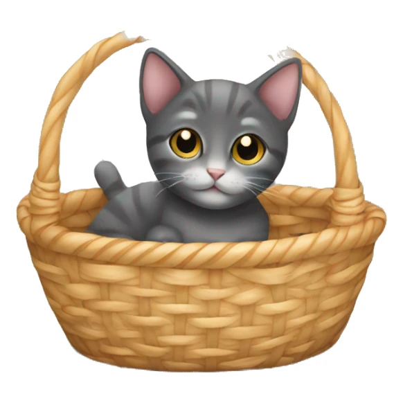 Kitten curled up in a basket sticker