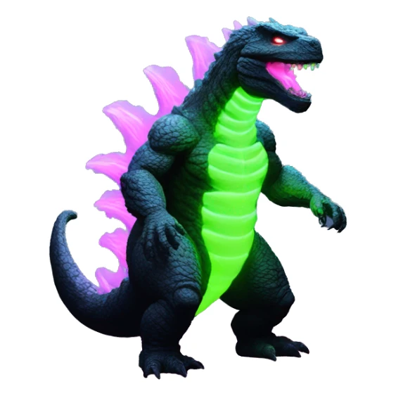 godzilla with glowing neon sticker