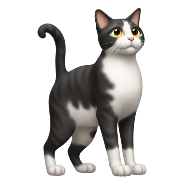 standing cat, full-body, side-profile sticker