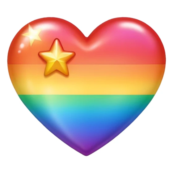 heart with rainbow gradient and star sticker