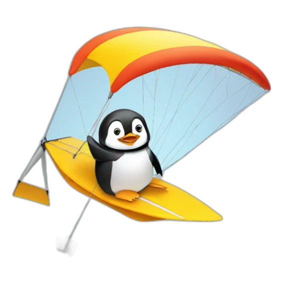 penguin hang gliding sticker