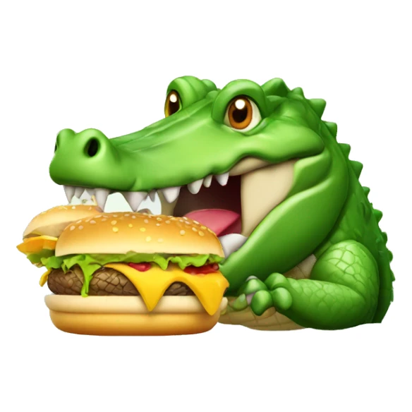 Crocodile eating hamburger  sticker