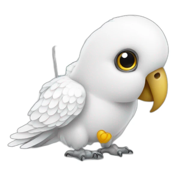 white parrot with a phone sticker