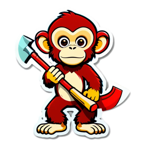 Monkey with pickaxe sticker